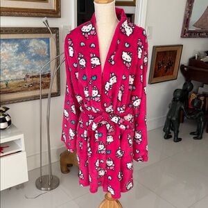 Hello Kitty by Sanrio ❤️ Pink/White/Green Hearts Bathrobe Robe